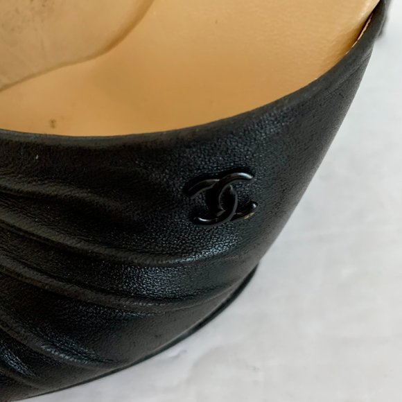 CHANEL LEATHER MULES HIGH HEELS MADE IN ITALY - Picture 2 of 12